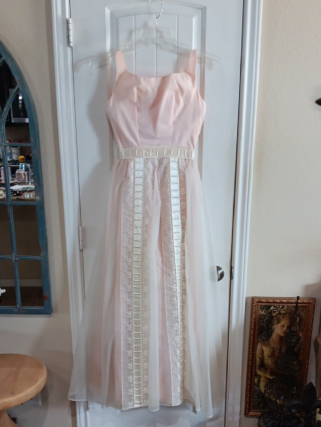 Vtg 60s Nadine Pink Cupcake Prom Dress Gown Xxs 00 Metal Zip Lattice Bow 52"